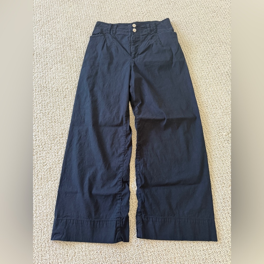 Anthropologie Black and Pink Trim Pants